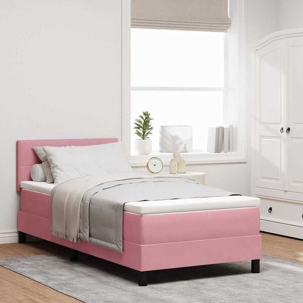 vidaXL Cama tipo Box Spring con colch&oacute;n Rosa 80 x 200 cm Terciopelo