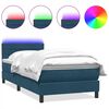 vidaXL Cama box spring con colch&oacute;n y LED terciopelo azul oscuro 100x220 cm