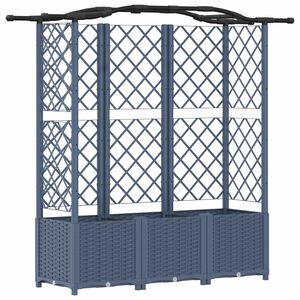 vidaXL Cama elevada con trellis y techo Gris 163 x 40 x 141 cm PP