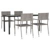 vidaXL Juego de comedor jard&iacute;n 5 pzas rat&aacute;n sint&eacute;tico acero gris negro