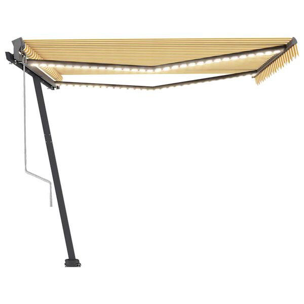 vidaXL Toldo automático LED sensor de viento amarillo blanco 400x300cm