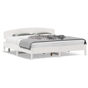 vidaXL Estructura de cama sin colch&oacute;n madera maciza blanca 200x200 cm
