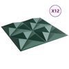 vidaXL Paneles de pared 12 pcs Verde Origami 50 x 50 cm Espuma XPS