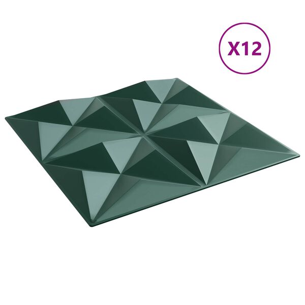 vidaXL Paneles de pared 12 pcs Verde Origami 50 x 50 cm Espuma XPS