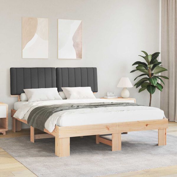 vidaXL Estructura de Cama con Cabecera Tapizada Gris oscuro