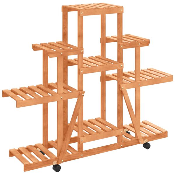 vidaXL Soporte de flores con ruedas madera maciza abeto 110x25x101 cm