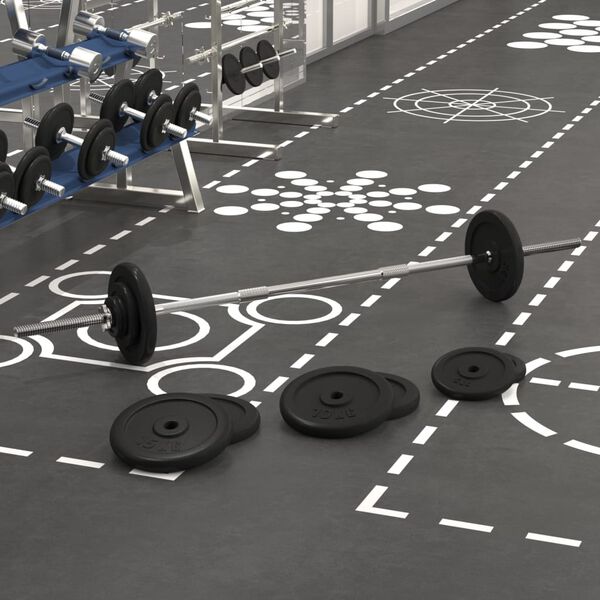 vidaXL Mancuerna con discos 90 kg hierro fundido