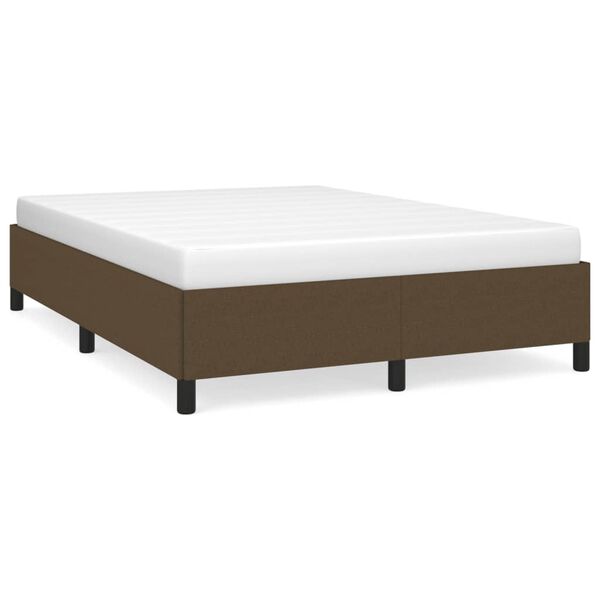 vidaXL Cama sin colch&oacute;n tela marr&oacute;n oscuro 140x190 cm
