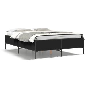 vidaXL Estructura de cama madera de ingenier&iacute;a y metal negro 140x190cm