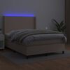 vidaXL Cama box spring colch&oacute;n LED cuero sint&eacute;tico capuchino 140x200cm