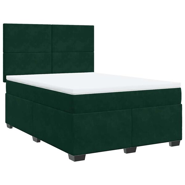 vidaXL Cama box spring con colch&oacute;n terciopelo verde oscuro 160x200 cm