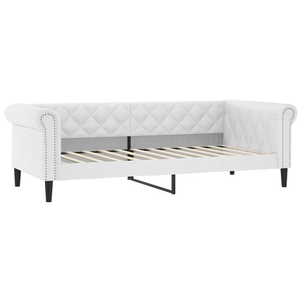 vidaXL Sofá cama con colchón cuero sintético blanco 90x200 cm