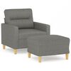 vidaXL Sill&oacute;n con taburete tela gris oscuro 60 cm