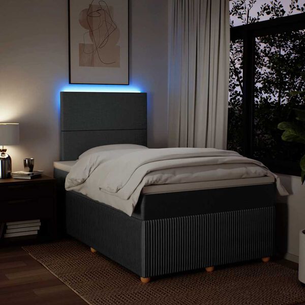 vidaXL Cama box spring con colch&oacute;n tela gris oscuro 120x200 cm