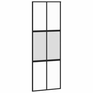 vidaXL Puerta corredera vidrio templado y aluminio negra 76x205 cm