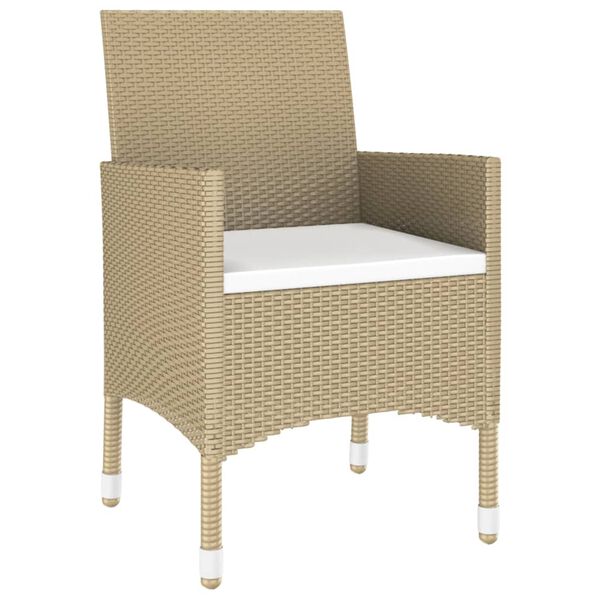 vidaXL Set de comedor de jard&iacute;n 7 pzas rat&aacute;n sint&eacute;tico vidrio beige