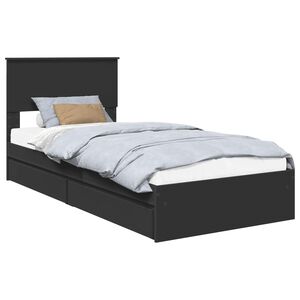 vidaXL Cama con almacenamiento Negro 90 x 190 cm Madera de ingenier&iacute;a