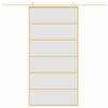 vidaXL Puerta corredera dorada de vidrio ESG esmerilado y aluminio