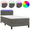 vidaXL Cama box spring colch&oacute;n y LED terciopelo gris oscuro 90x200 cm