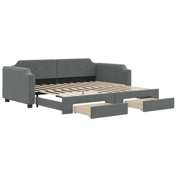 vidaXL Sofá cama nido con cajones tela gris oscuro 80x200 cm
