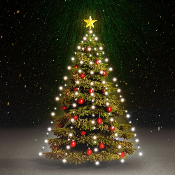 vidaXL Red de luces de &aacute;rbol de Navidad 210 LEDs blanco fr&iacute;o 210 cm