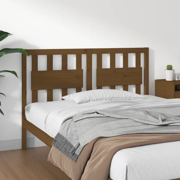 vidaXL Cabecero de cama madera maciza pino marrón miel 145,5x4x100 cm