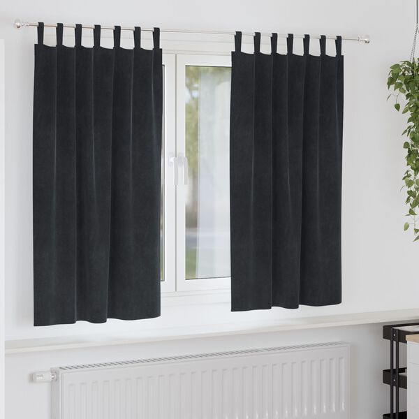 vidaXL Cortinas opacas 2 pcs Negro 140 x 175 cm Terciopelo