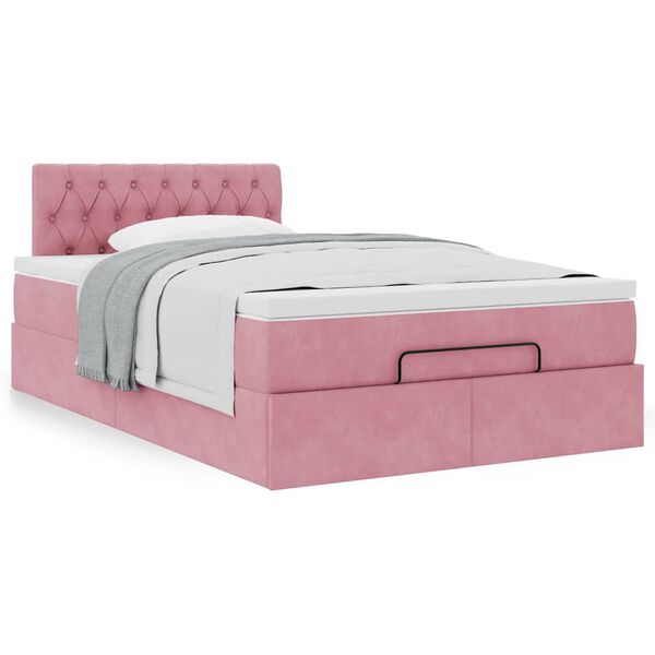 vidaXL Estructura de cama otomana colch&oacute;n terciopelo rosa 120x200cm
