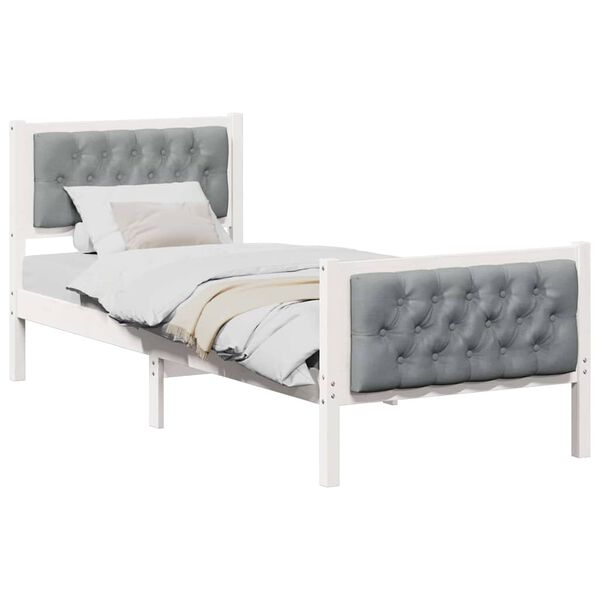 vidaXL Estructura de cama Gris Claro 75 x 190 cm Madera de pino macizo