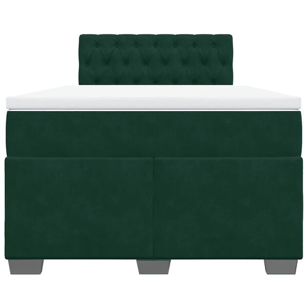 vidaXL Cama box spring con colch&oacute;n terciopelo verde oscuro 120x200 cm