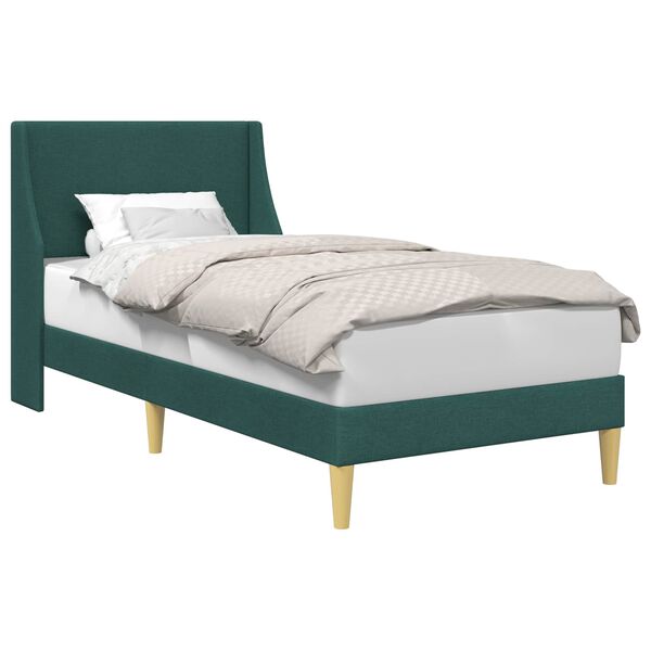 vidaXL Estructura de cama con cabecera Verde oscuro 100 x 200 cm tela