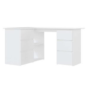 vidaXL Escritorio de esquina madera contrachapada blanco 145x100x76 cm