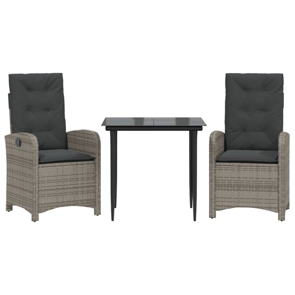 vidaXL Set comedor jardín 7 pzas y cojines ratán sintético gris