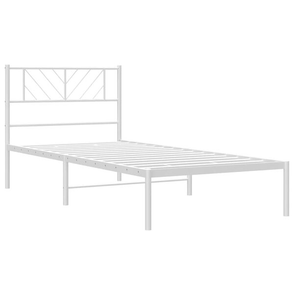 vidaXL Estructura cama sin colch&oacute;n con cabecero metal blanco 90x190 cm