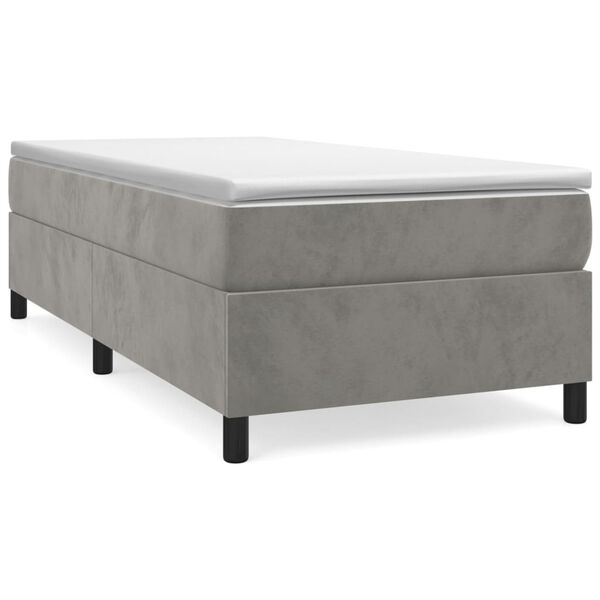 vidaXL Cama box spring con colch&oacute;n terciopelo gris claro 90x190 cm
