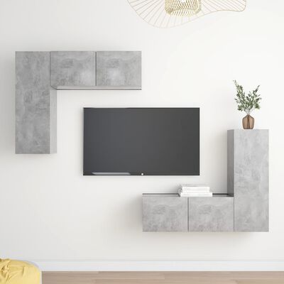 vidaXL Set muebles salón TV 4 pzas madera ingeniería gris hormigón