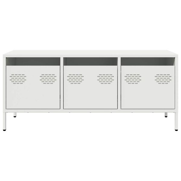 vidaXL Mueble para TV acero laminado en frío blanco 101,5x39x43,5 cm