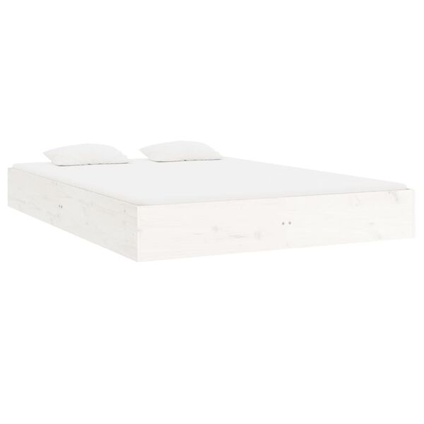 vidaXL Estructura de cama sin colch&oacute;n madera maciza blanco 200x200 cm