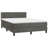 vidaXL Cama box spring colch&oacute;n y LED terciopelo gris oscuro 140x200 cm