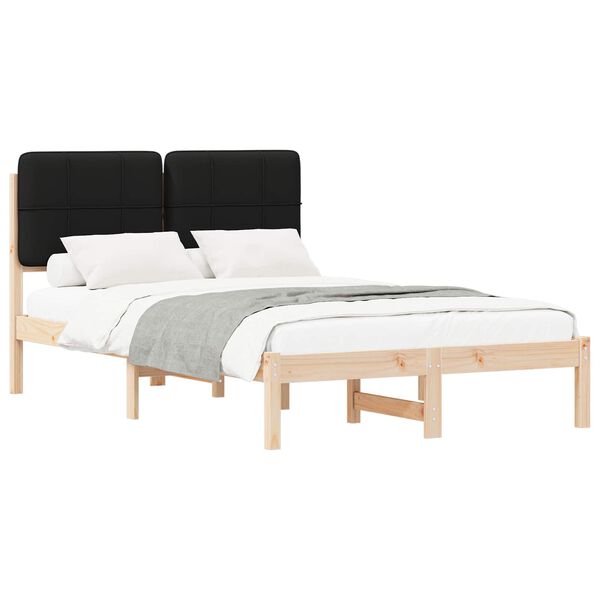 vidaXL Estructura de Cama con Cabecera Tapizada Negro 120 x 190 cm