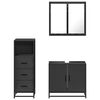 vidaXL Juego de muebles de ba&ntilde;o 3 pzas madera contrachapada negro