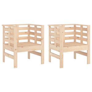 vidaXL Sillas de jard&iacute;n 2 uds madera maciza pino 61,5x53x71 cm