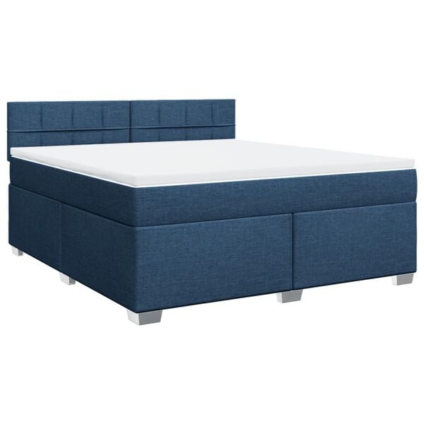 vidaXL Cama box spring con colch&oacute;n tela azul 180x200 cm