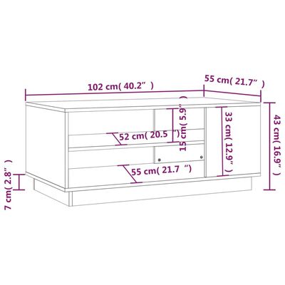 vidaXL Mesa de centro madera de ingeniería gris hormigón 102x55x43 cm