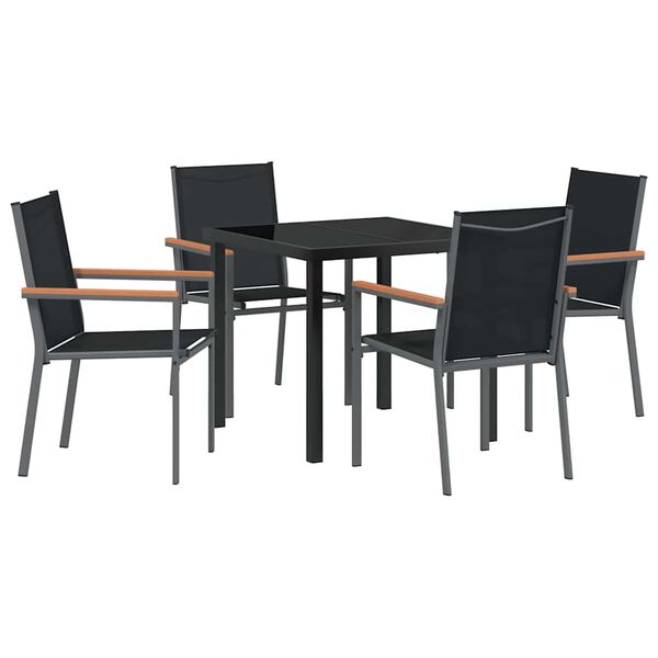 vidaXL Conjunto de Comedor de Jard&iacute;n 5 pcs Negro