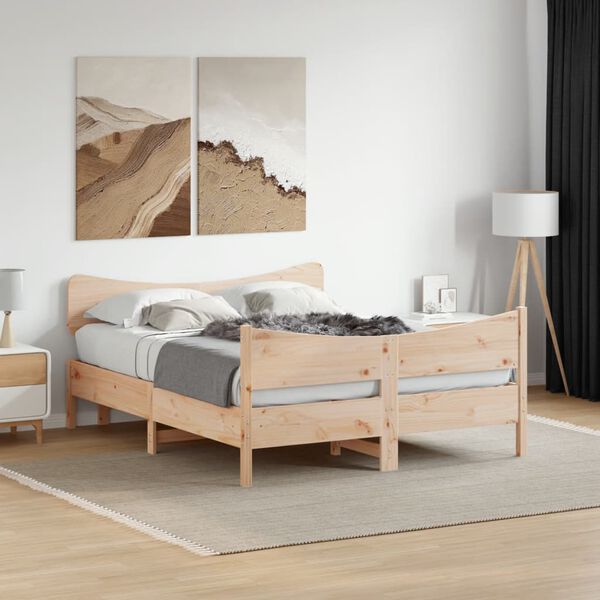 vidaXL Estructura de cama sin colch&oacute;n madera maciza de pino 160x200 cm