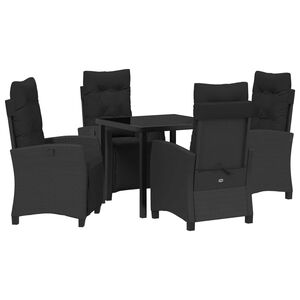 vidaXL Conjunto de Comedor de Jard&iacute;n 5 pcs Negro rat&aacute;n sint&eacute;tico