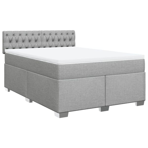 vidaXL Cama box spring con colch&oacute;n tela gris claro 140x200 cm