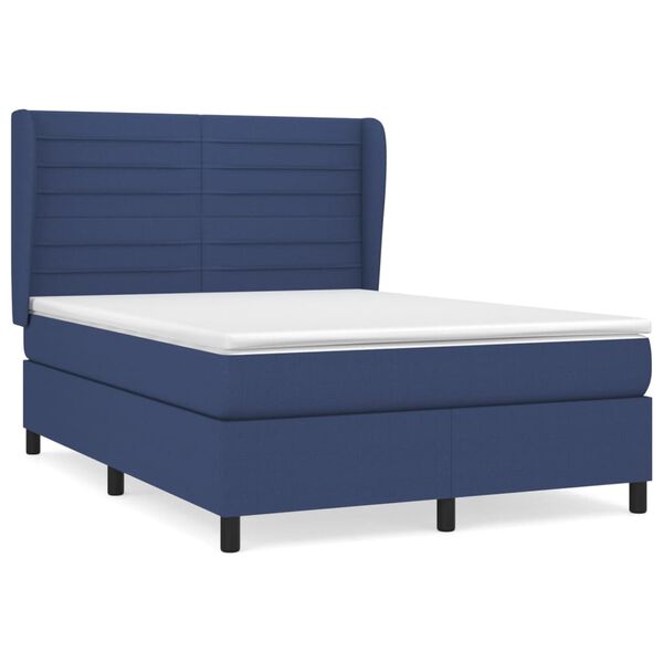 vidaXL Cama box spring con colch&oacute;n tela azul 140x190 cm