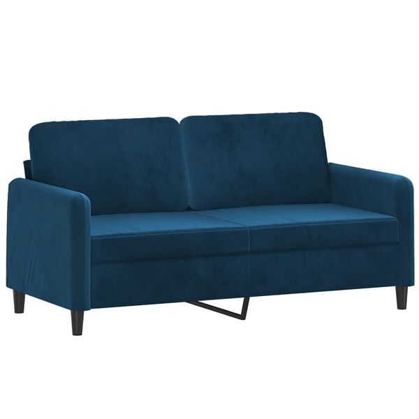 vidaXL Sof&aacute; 2 plazas almohadas y cojines terciopelo azul 140 cm